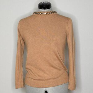 Ann Taylor Long Sleeve Rhinestone Collar Sweater